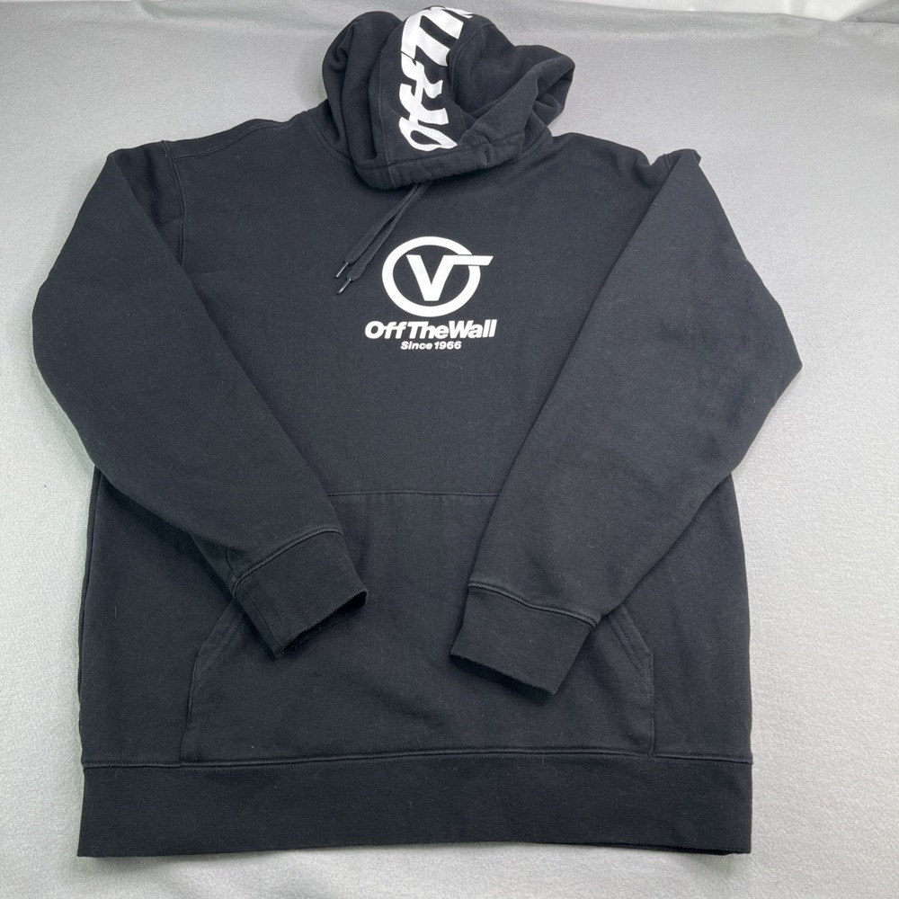 Vans Off The Wall Hoodie Mens Large Black Logo Pullover Skate Streetwear